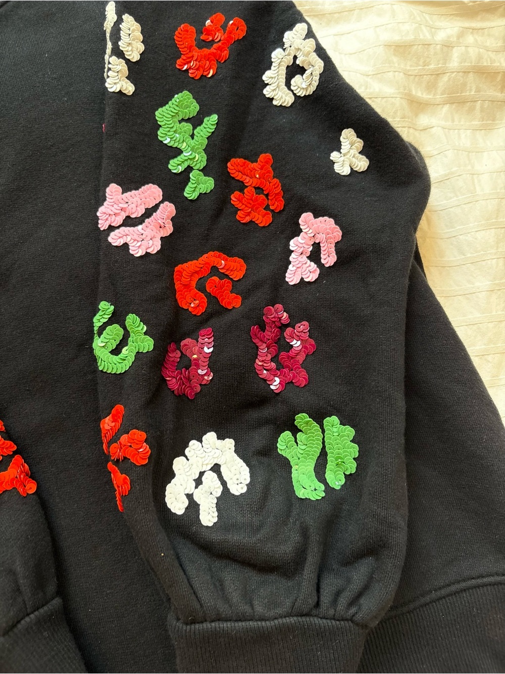 Essential Antwerp Black Sweatshirt with Colorful Embroidered Floral Sleeves - Picture 11 of 11
